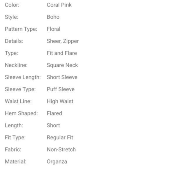 CORAL FLORAL BOHEMIAN ORGANZA DRESS - Picture 9 of 9